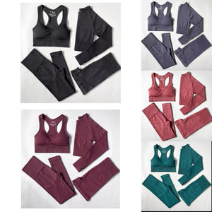 2-4pcs Seamless Women Yoga Set Workout Sportswear